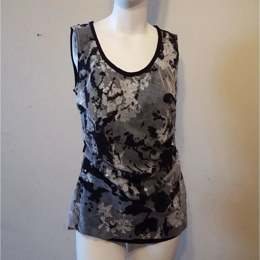 T Tahari Ruched Sleeveless Top Sz M